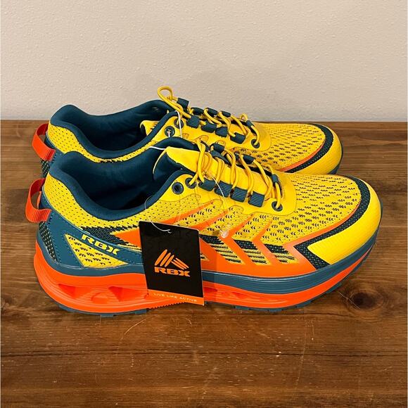 RBX Trail Running Shoes Men’s 8.5 New with Tags Yellow Teal Orange - Picture 4 of 11